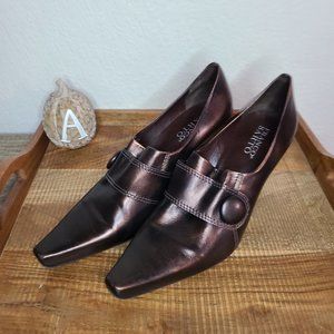 Franco Sarto Brown gold pointed toe heels size 10
